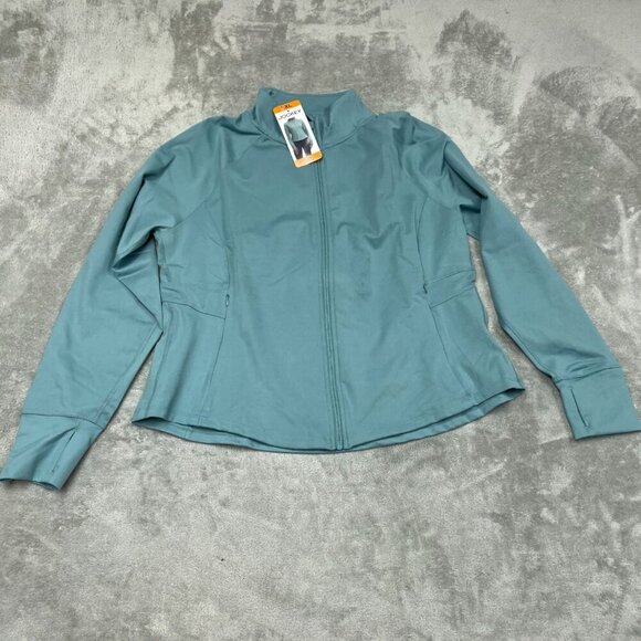 Jockey Womens Turquoise Full-Zip Jacket XXL Activewear Lightweight NWT 6537 - Picture 2 of 9